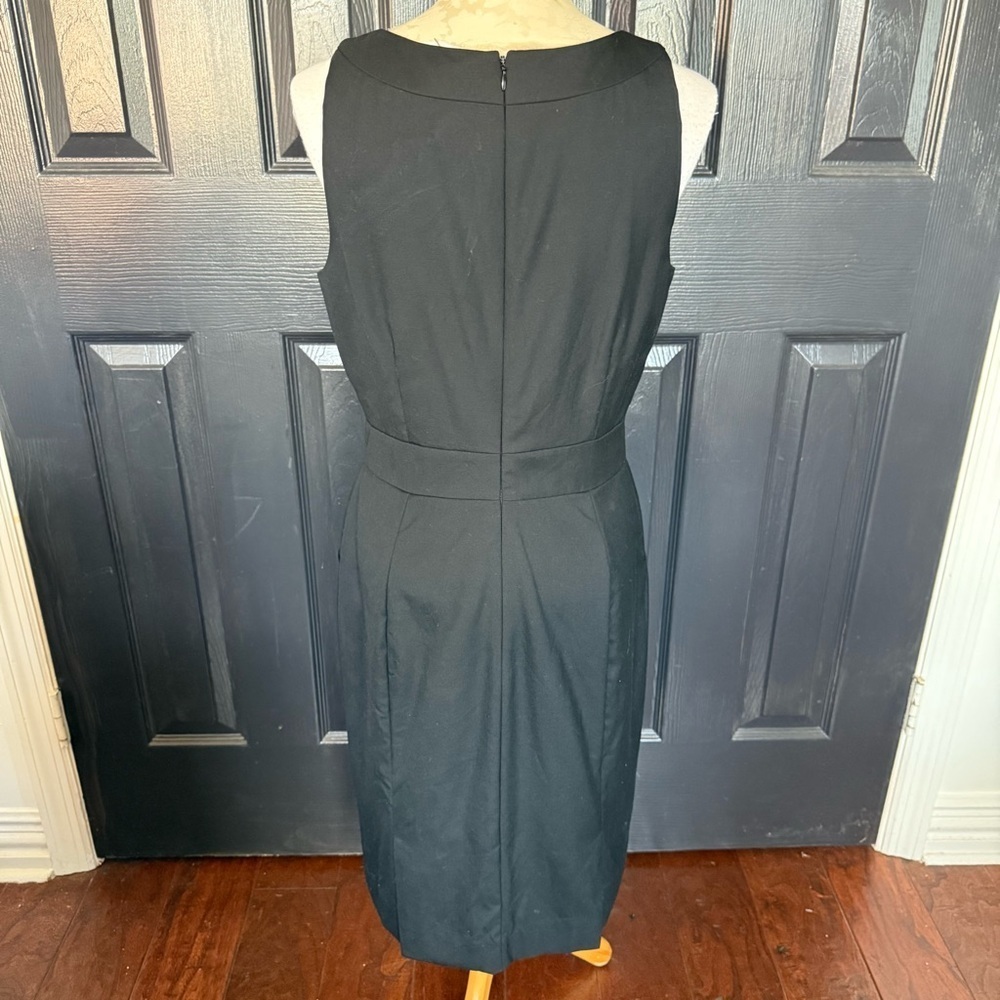 J. Crew Suiting Black Sleeveless Sheath Dress Crew Neck Midi Size 10 - Picture 6 of 10